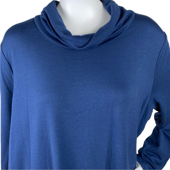 NWOT Purejill Luxe Tencel Cowl Neck Jersey Dress Blue Long Sleeve Pockets XL - Picture 11 of 17